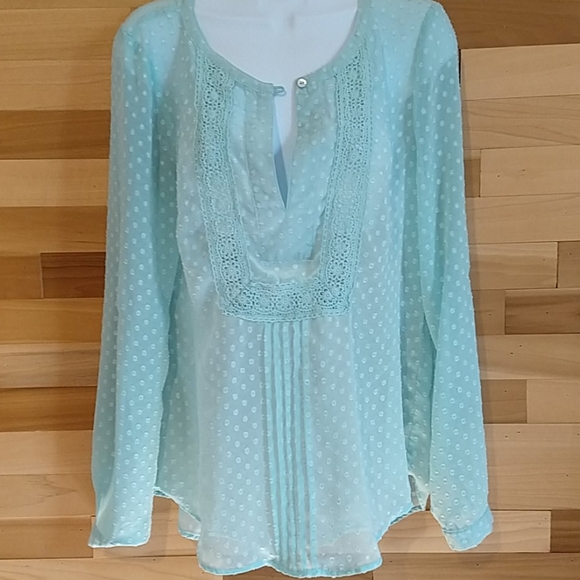 Sheer mint green polkadot tunic - Picture 1 of 4